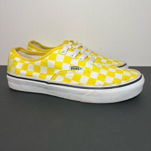 Womens VANS Authentic Yellow Checkerboard Low Top Shoes / Size 6 - Picture 1 of 9